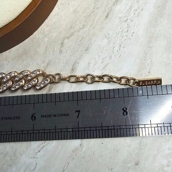 Sugarfix Sparkly Crystal Golden Chunky Chain Bracelet For Women Adjustable Lobst - Picture 2 of 8